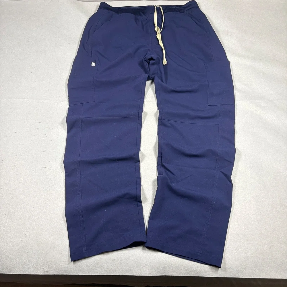 FIGS Technical Collection Men XL Navy Blue Cargo Scrub Pants T2001 Drawstring